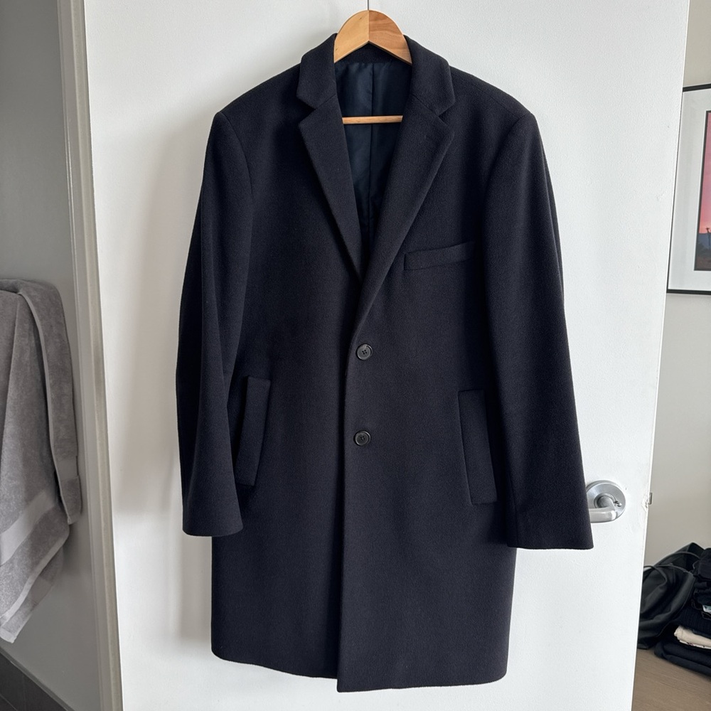 Altea Men's Navy Wool Coat Cashmere